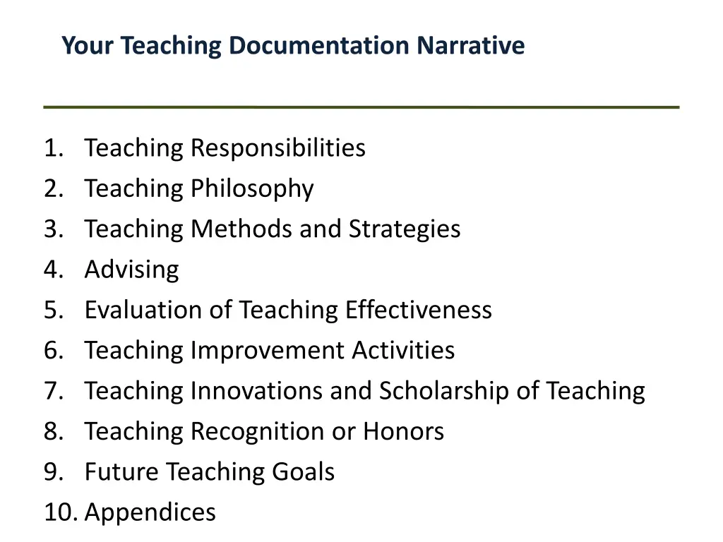 your teaching documentation narrative