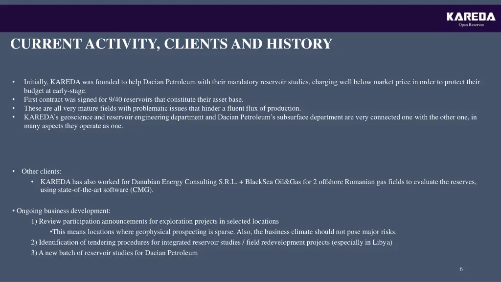 current activity clients and history