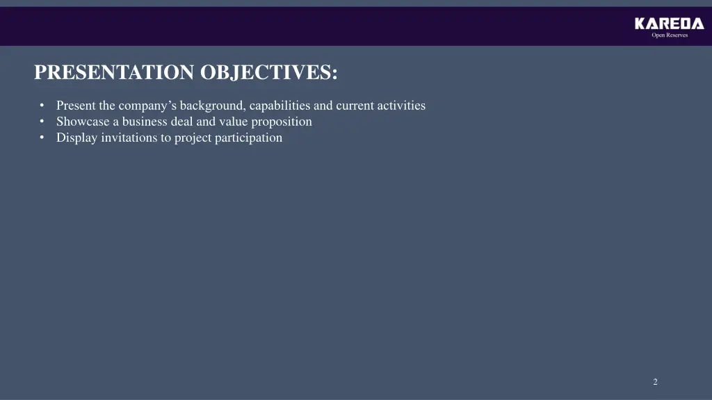 presentation objectives