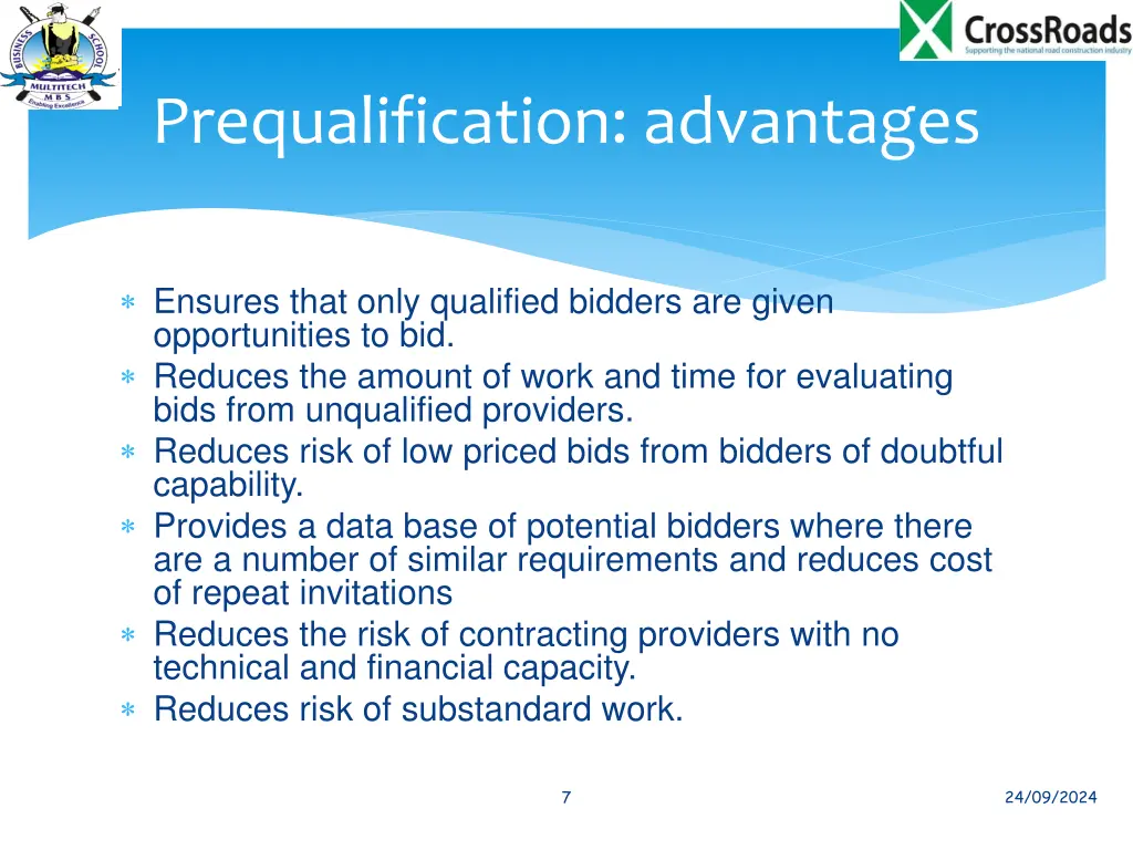 prequalification advantages