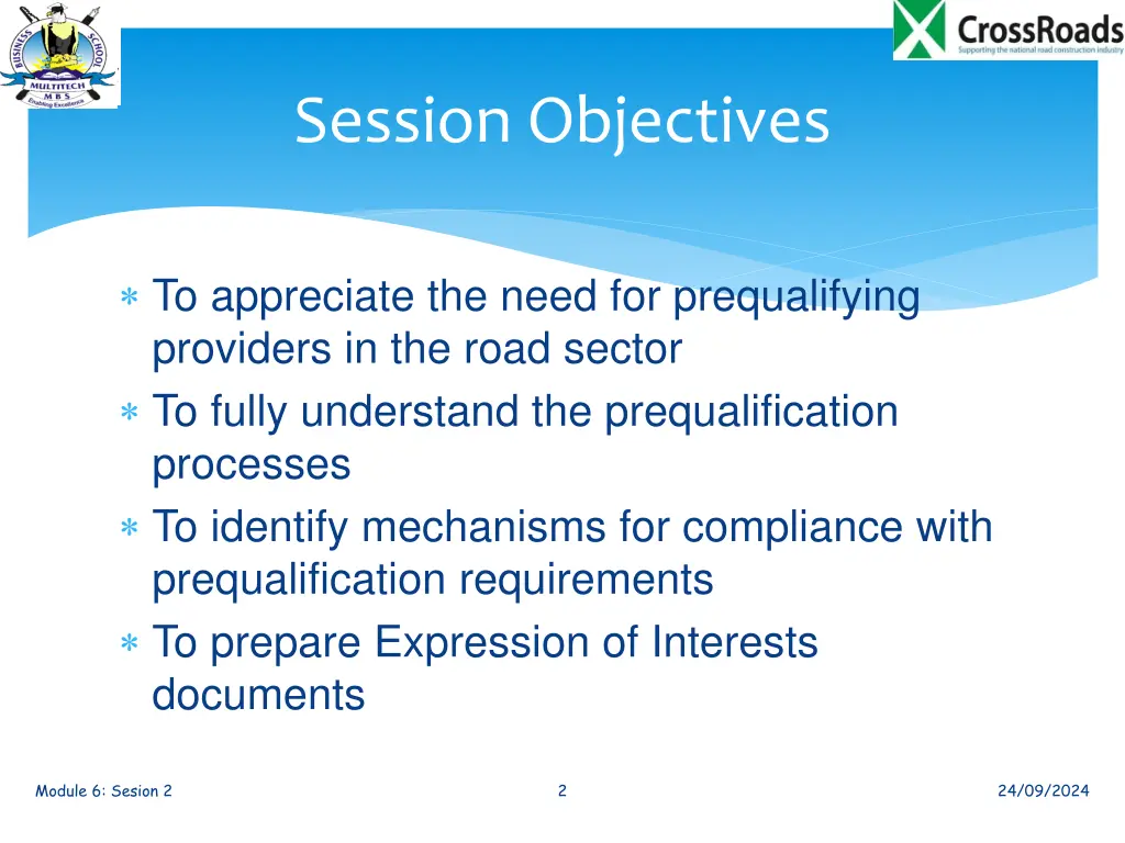 session objectives