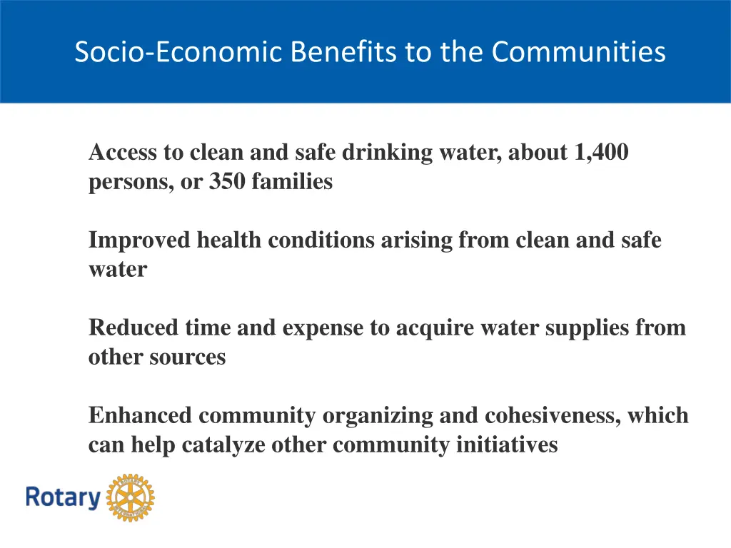 socio economic benefits to the communities