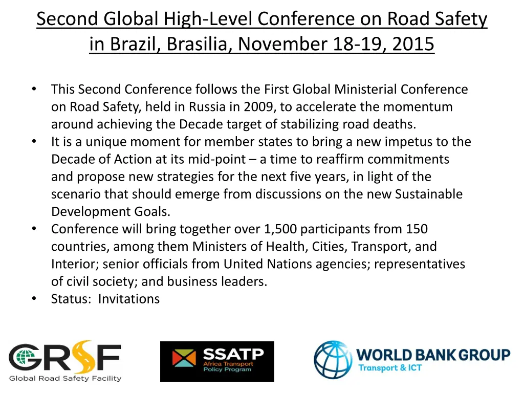 second global high level conference on road