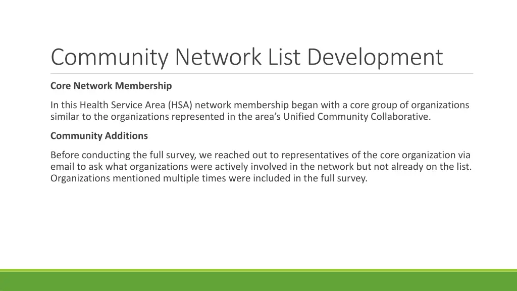 community network list development