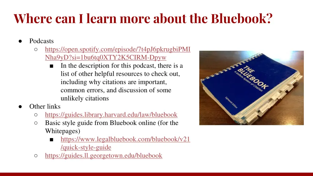 where can i learn more about the bluebook