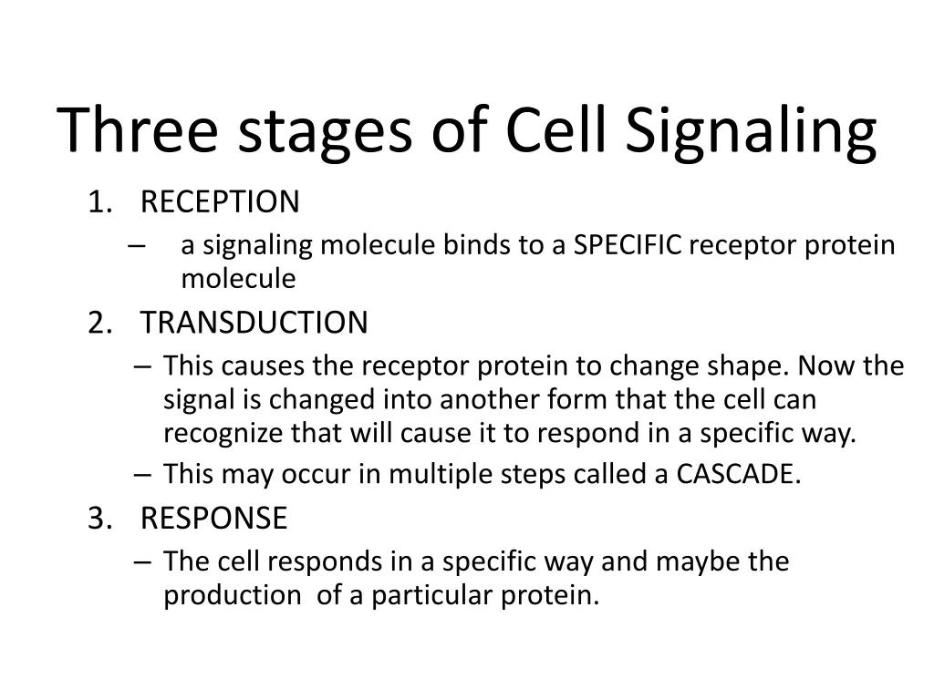 three stages of cell signaling 1 reception