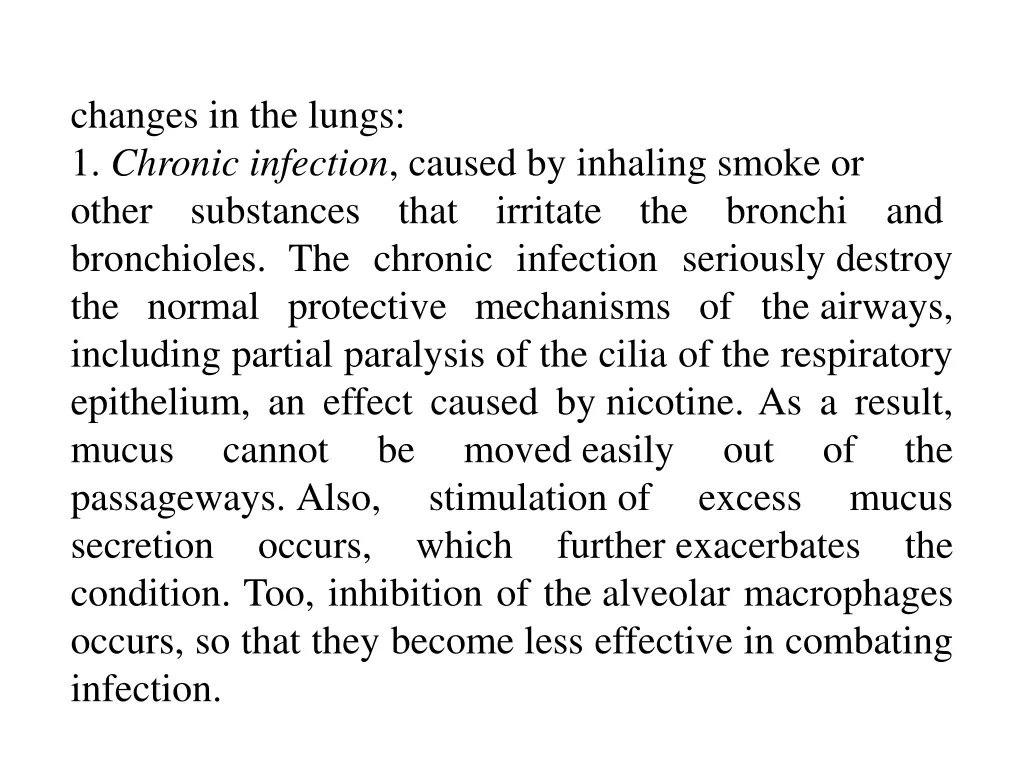 changes in the lungs 1 chronic infection caused