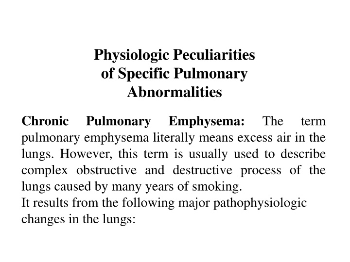 physiologic peculiarities of specific pulmonary