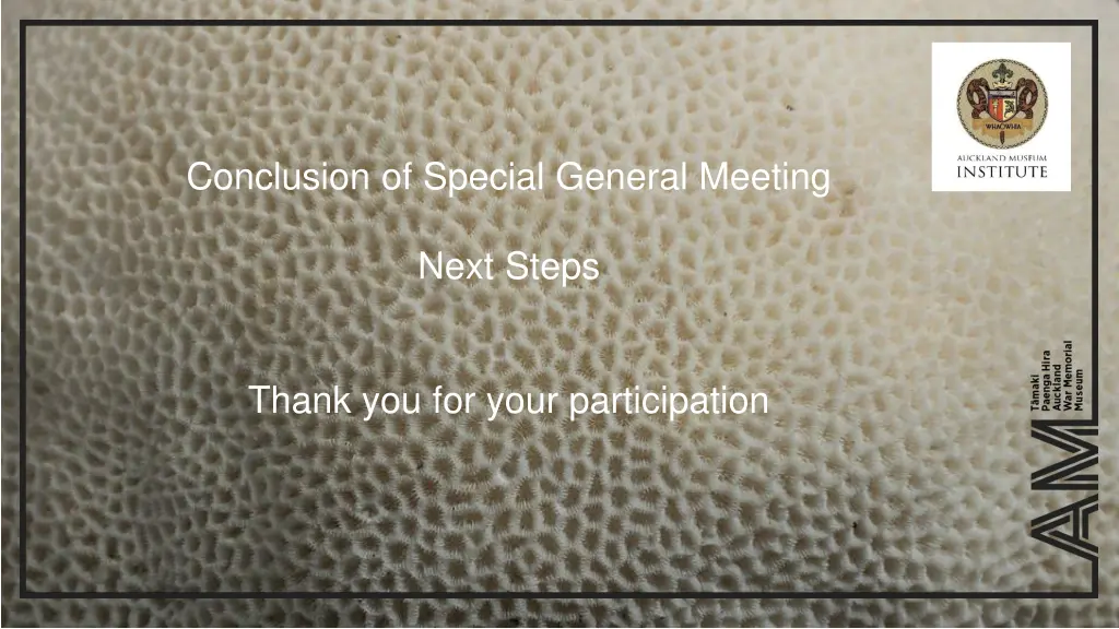 conclusion of special general meeting