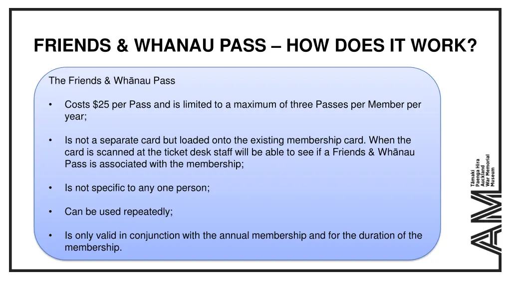 friends whanau pass how does it work