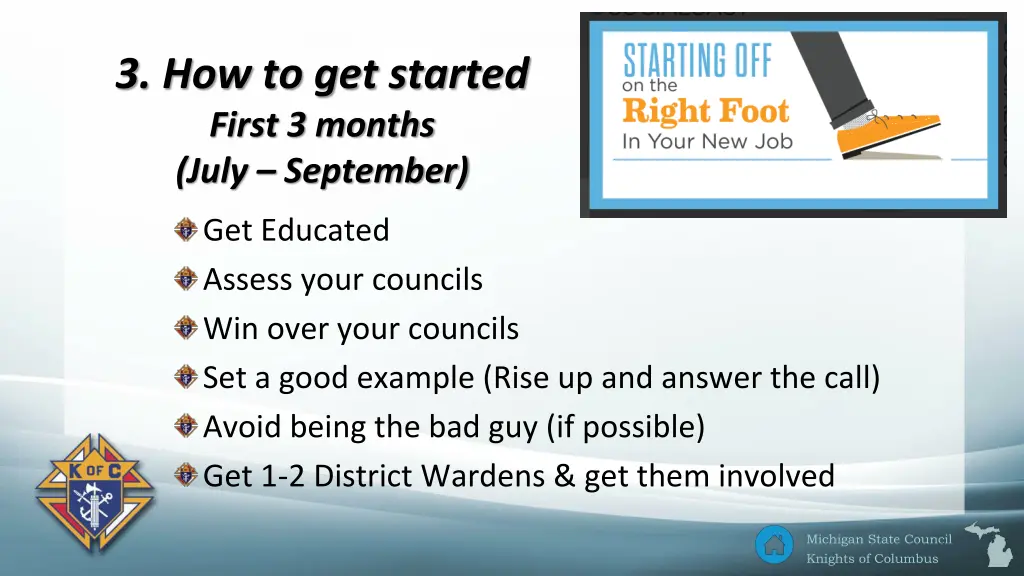 3 how to get started first 3 months july september