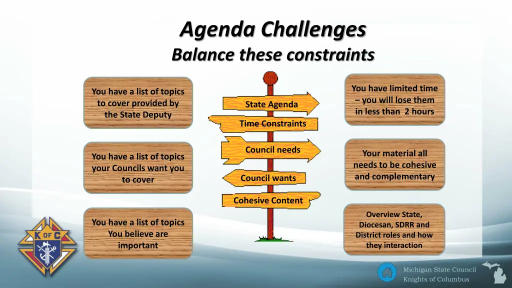 agenda challenges balance these constraints