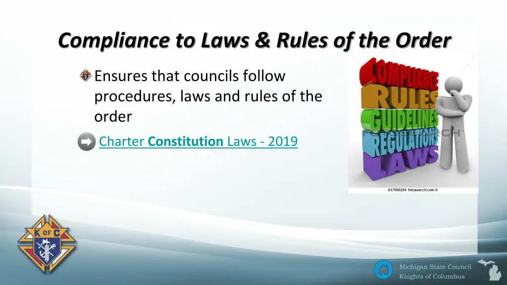 compliance to laws rules of the order