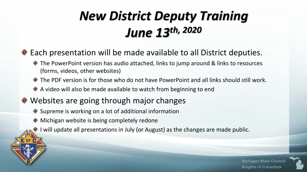 new district deputy training june 13 th 2020