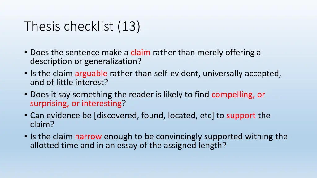 thesis checklist 13