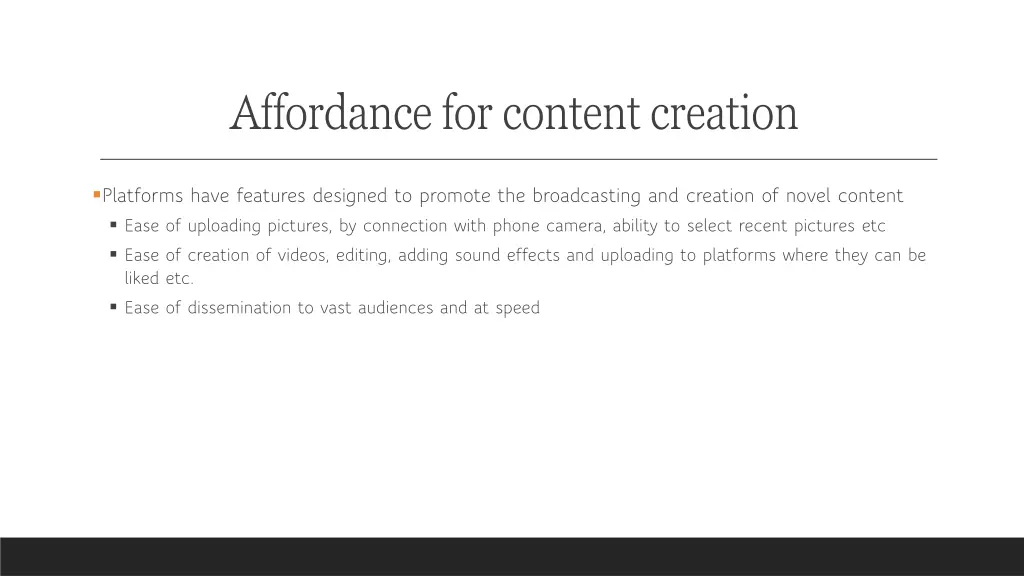 affordance for content creation