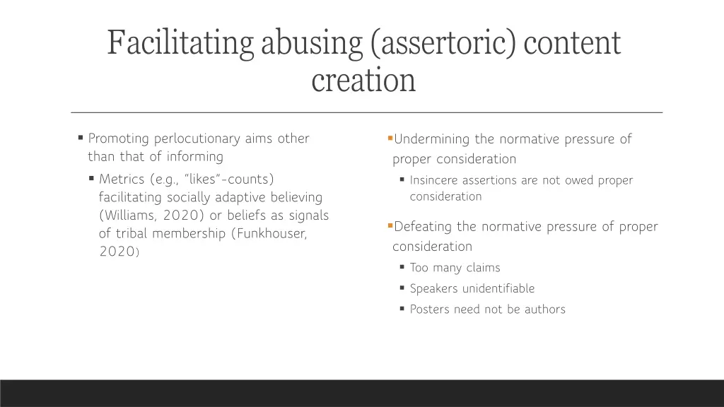 facilitating abusing assertoric content creation 1