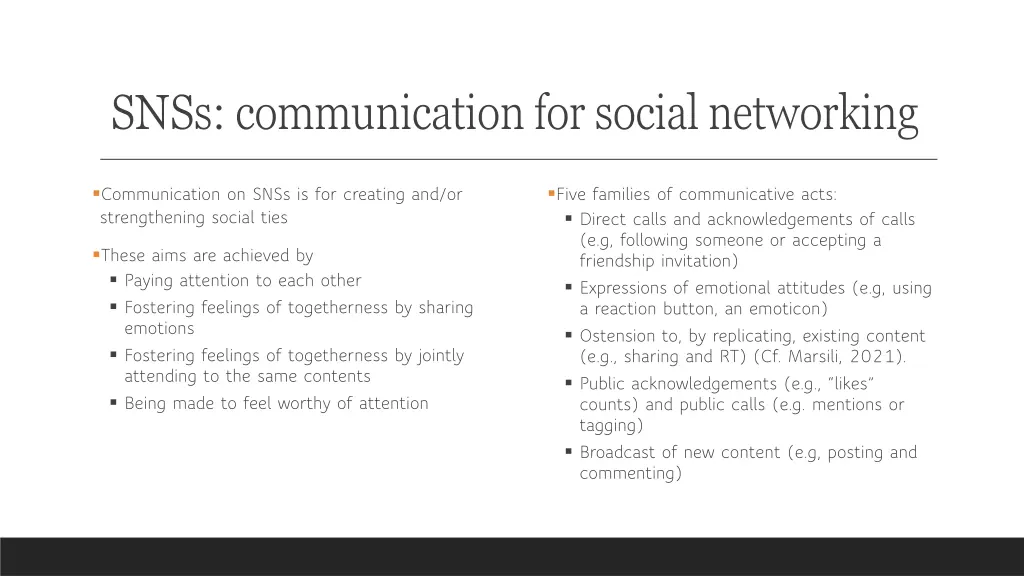 snss communication for social networking