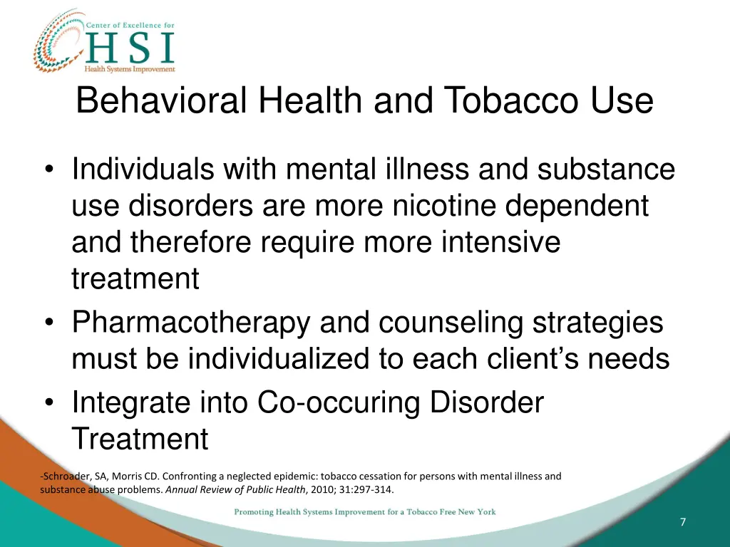 behavioral health and tobacco use