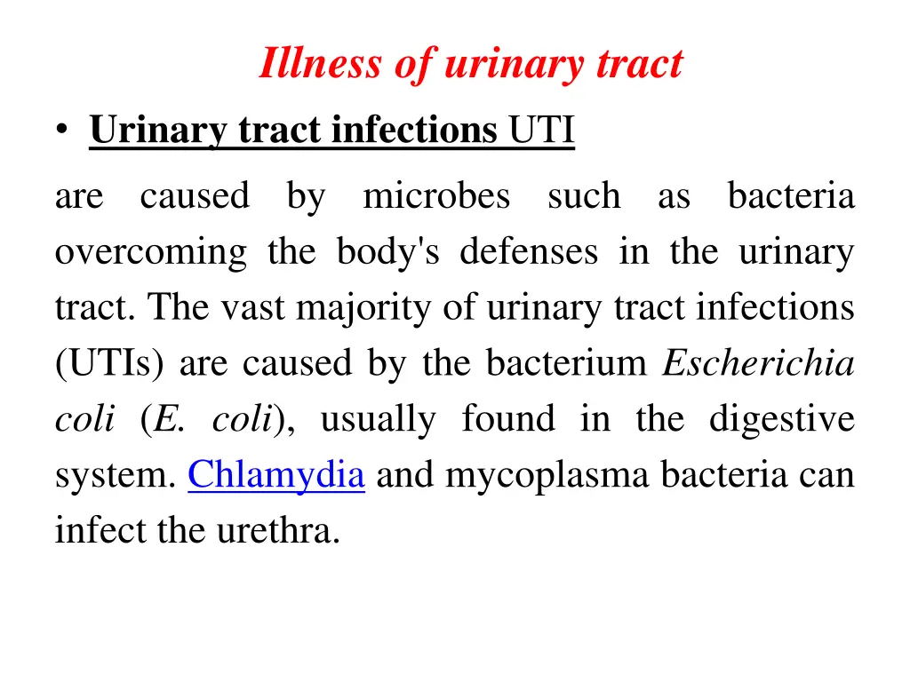 illness of urinary tract urinary tract infections