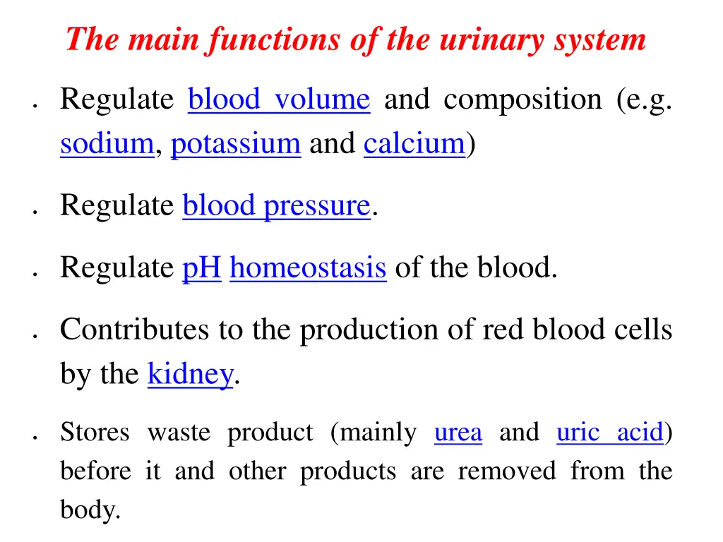 the main functions of the urinary system