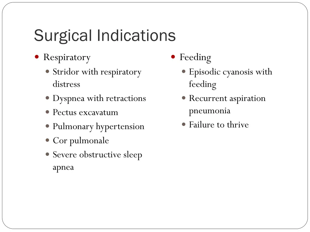 surgical indications