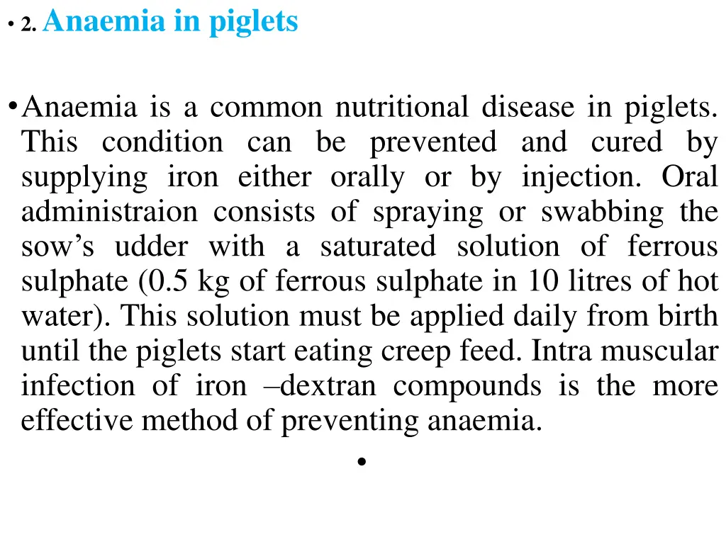 2 anaemia in piglets