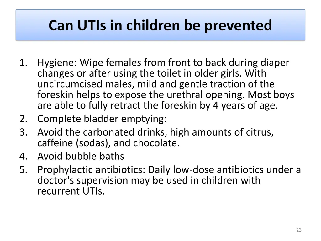 can utis in children be prevented