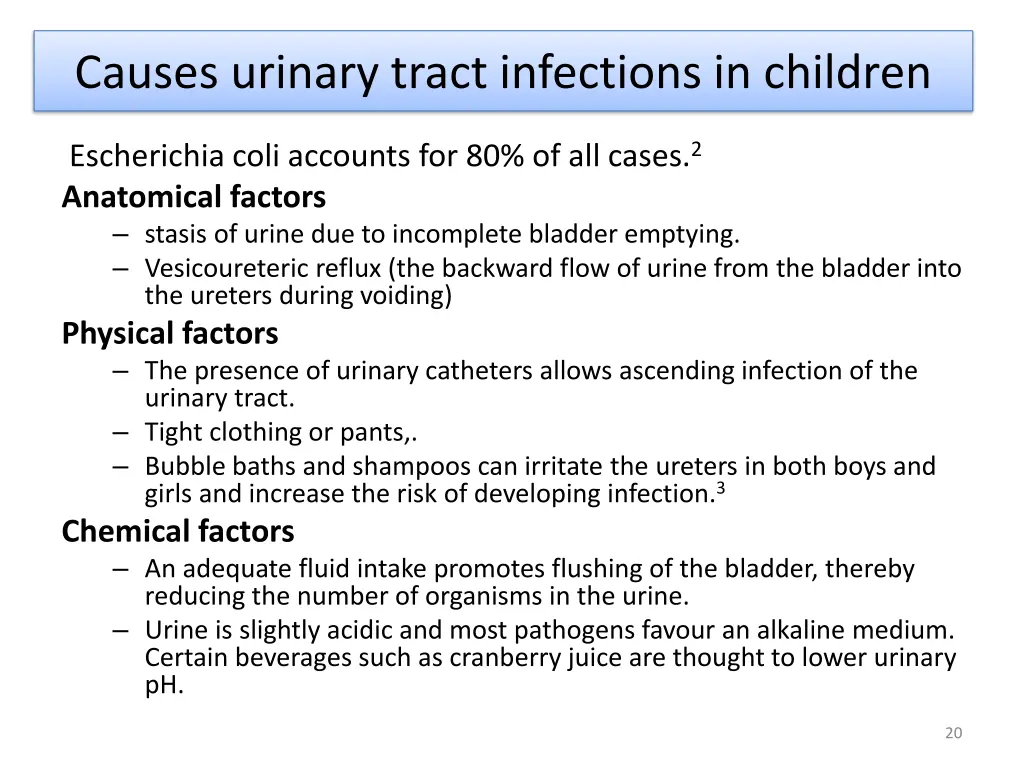 causes urinary tract infections in children