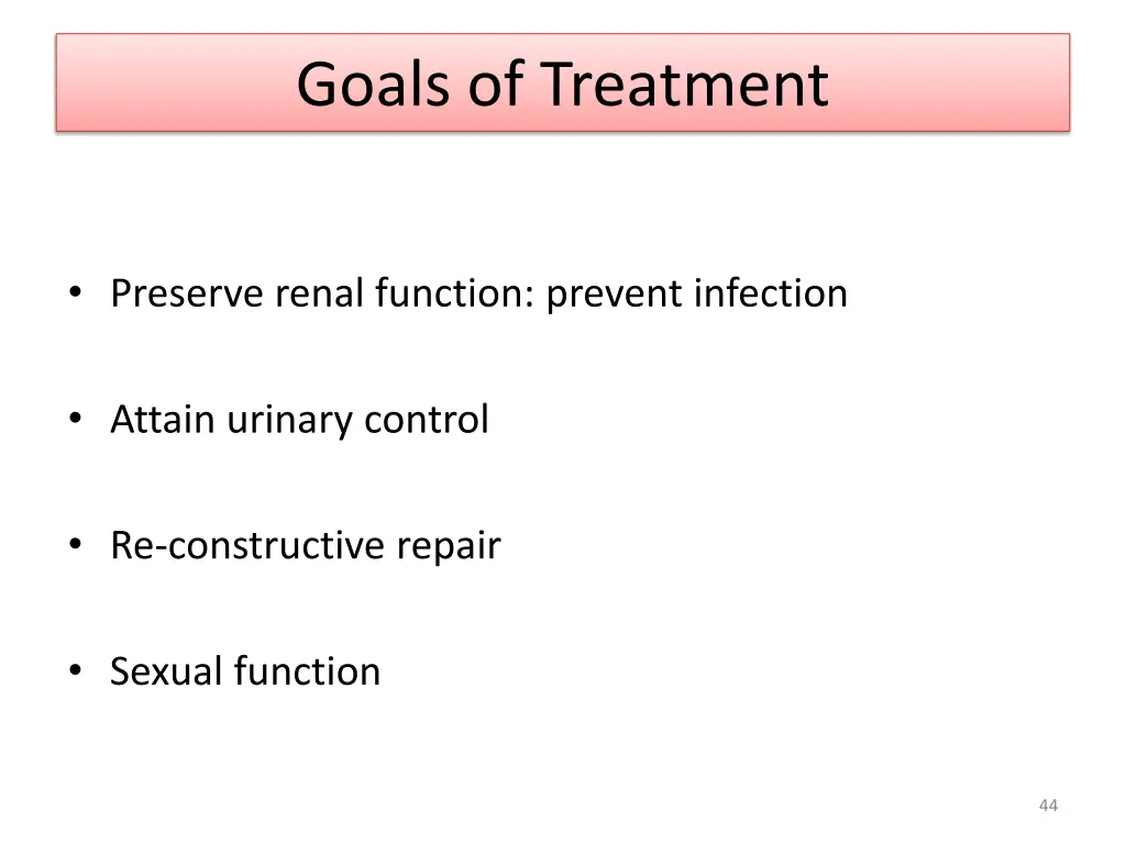 goals of treatment