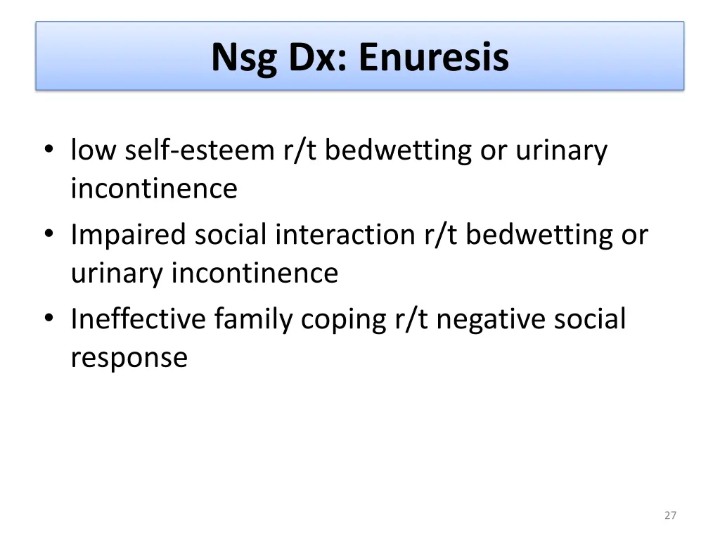 nsg dx enuresis