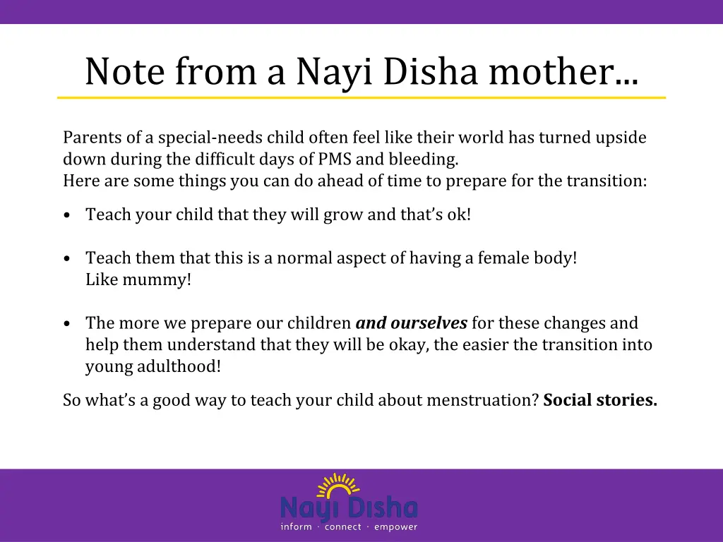 note from a nayi disha mother