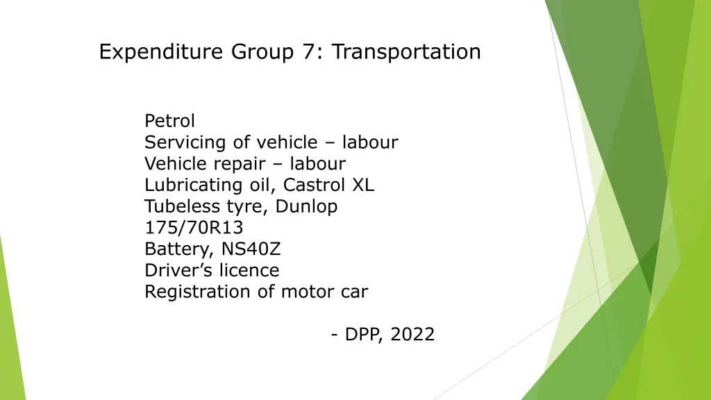 expenditure group 7 transportation