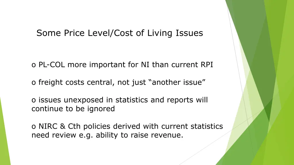 some price level cost of living issues