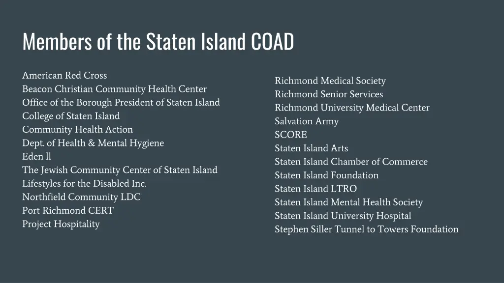 members of the staten island coad