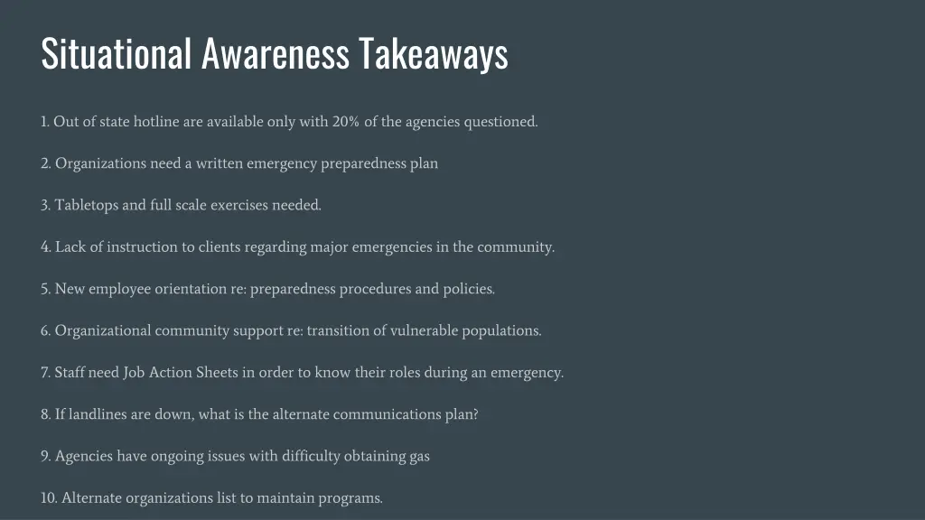 situational awareness takeaways