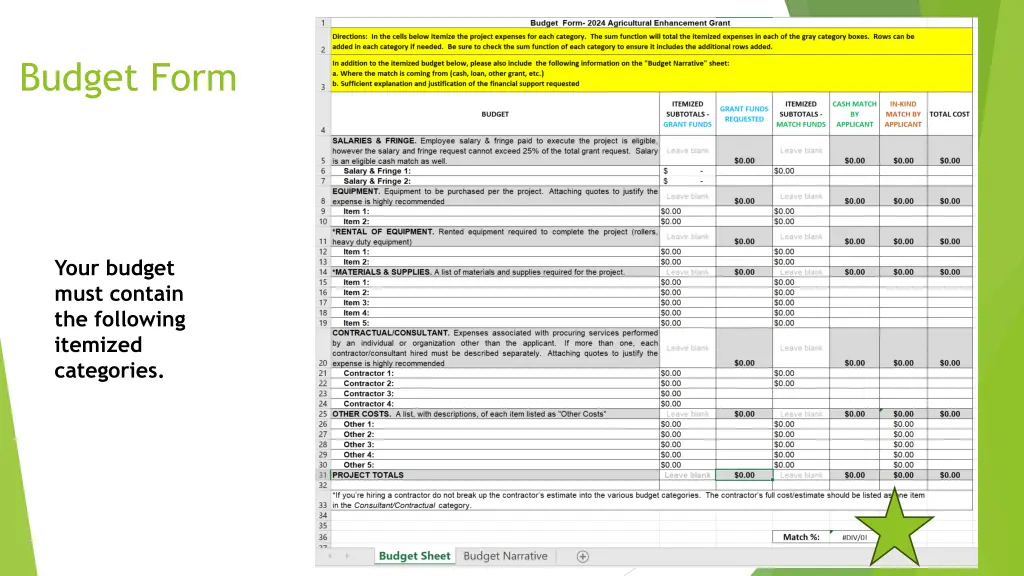 budget form