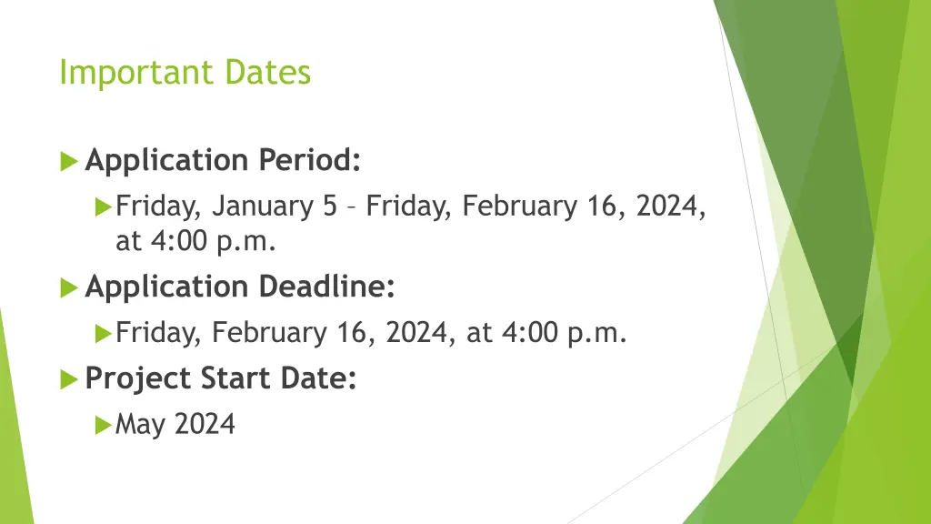 important dates