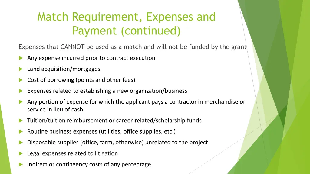 match requirement expenses and payment continued 1