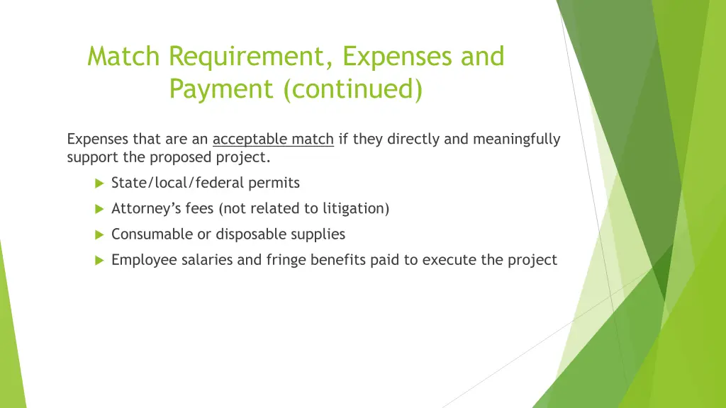 match requirement expenses and payment continued 2