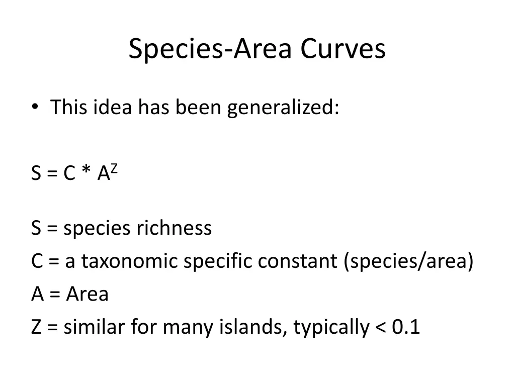 species area curves 1