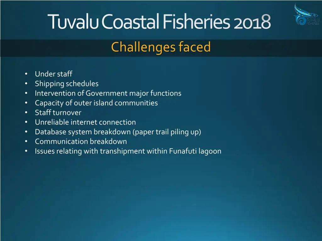 tuvalu coastal fisheries 2018 challenges faced