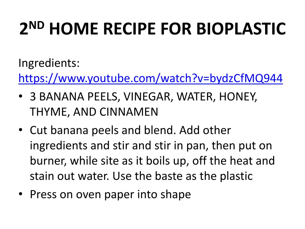 2 nd home recipe for bioplastic