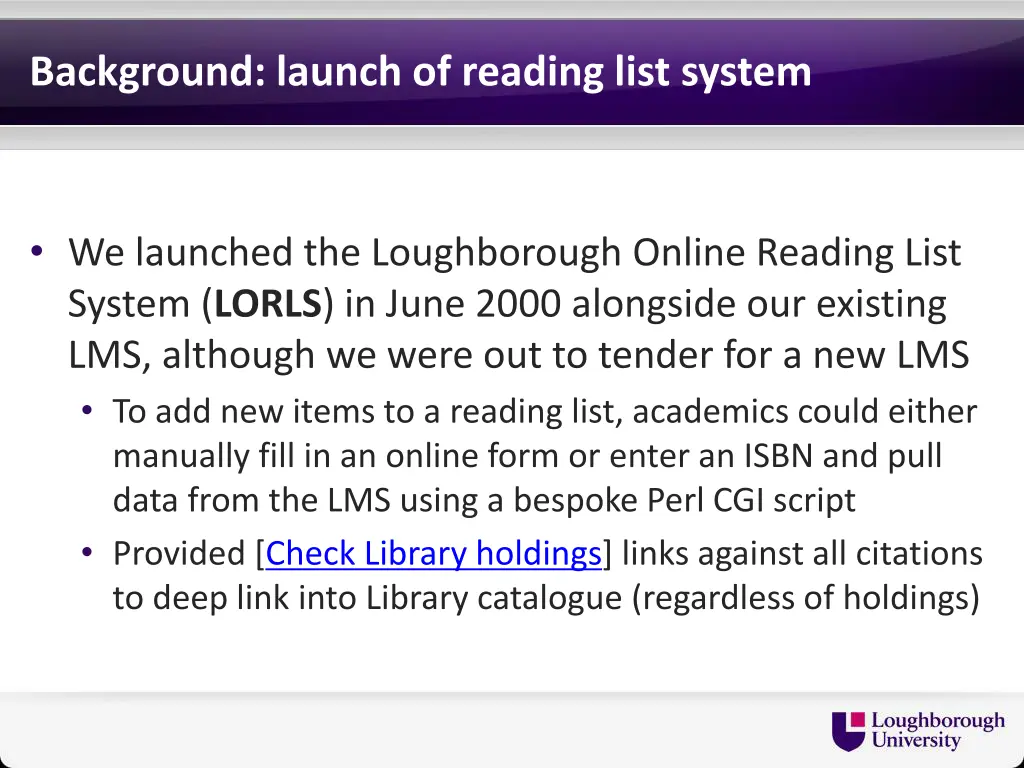 background launch of reading list system