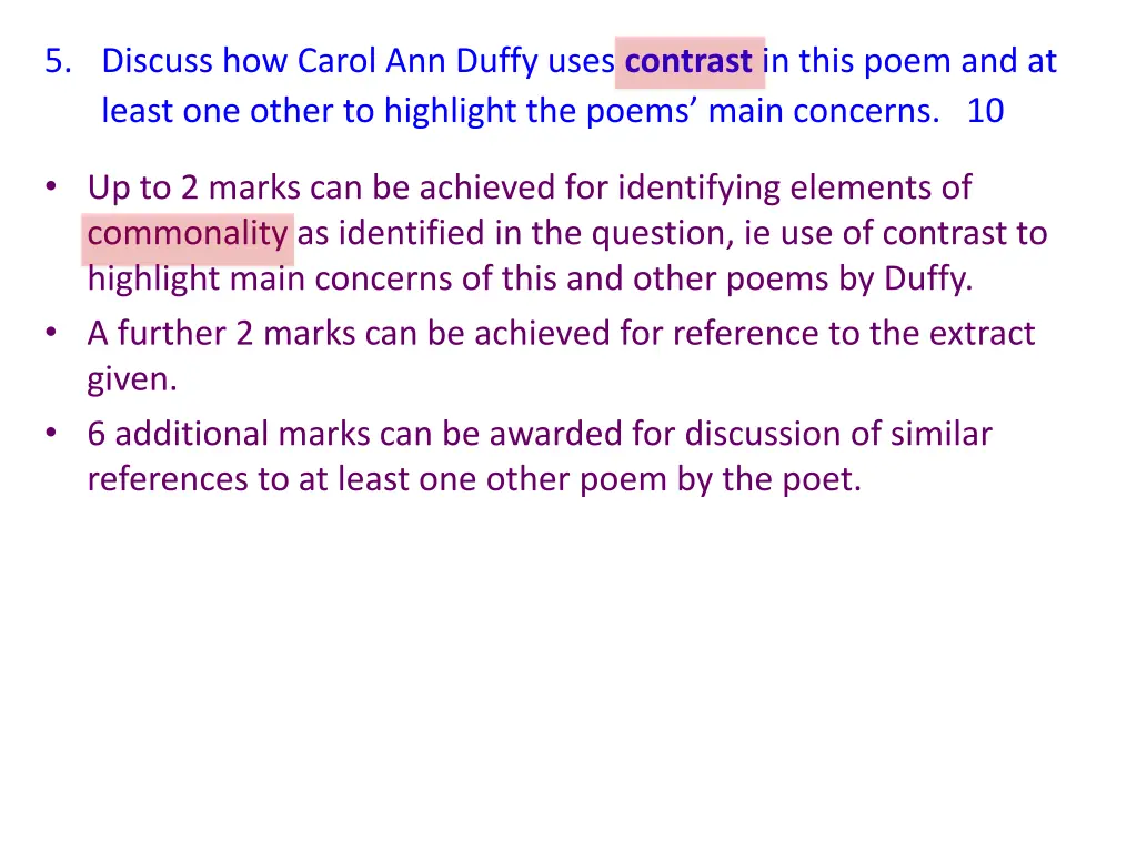 5 discuss how carol ann duffy uses contrast 1