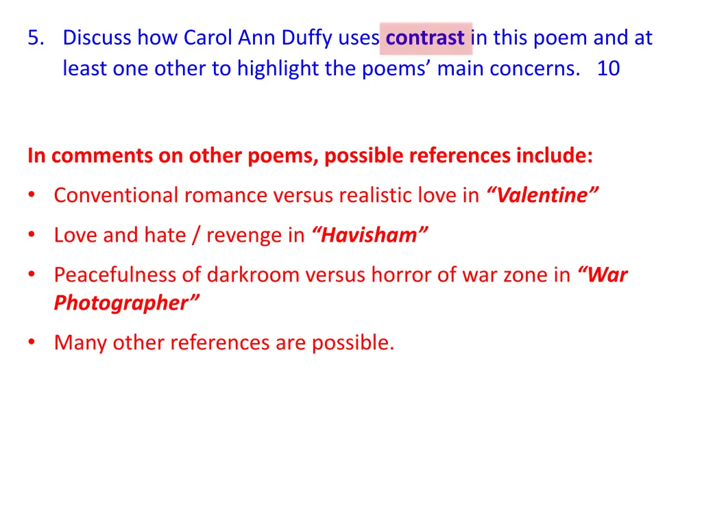 5 discuss how carol ann duffy uses contrast 4