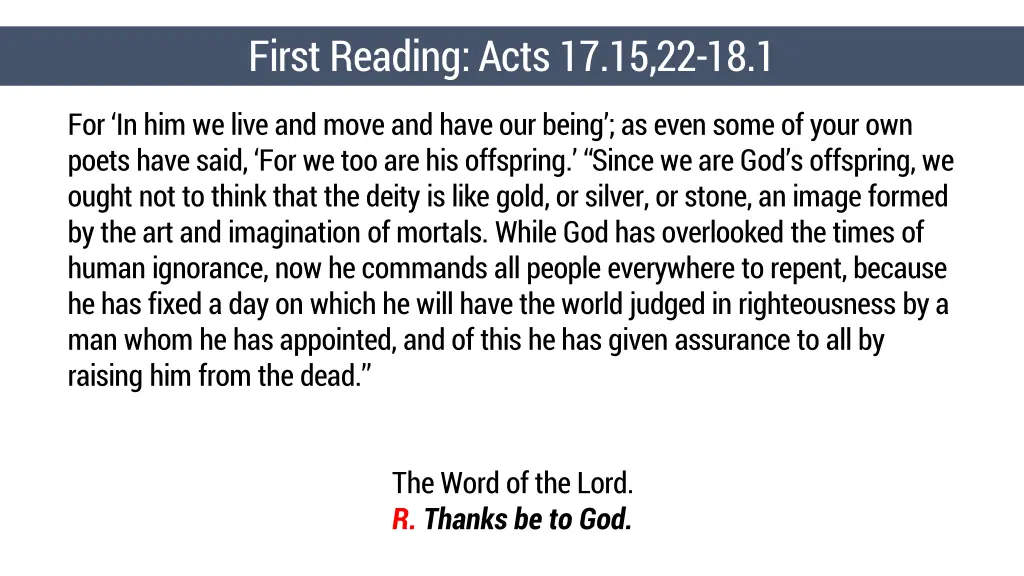 first reading acts 17 15 22 18 1 2