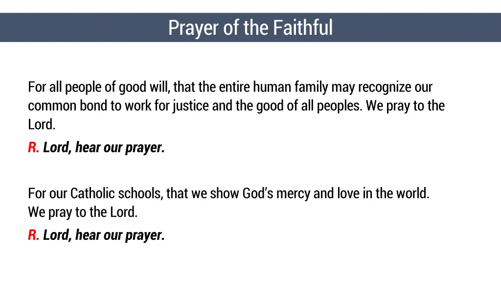 prayer of the faithful 1