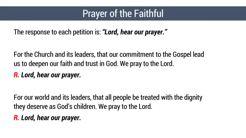 prayer of the faithful