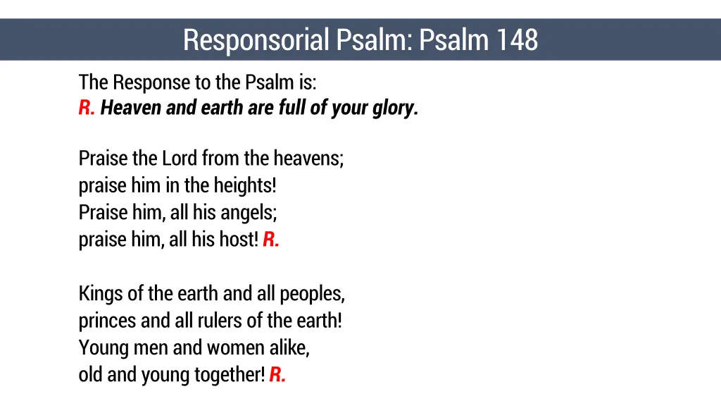 responsorial psalm psalm 148 the response